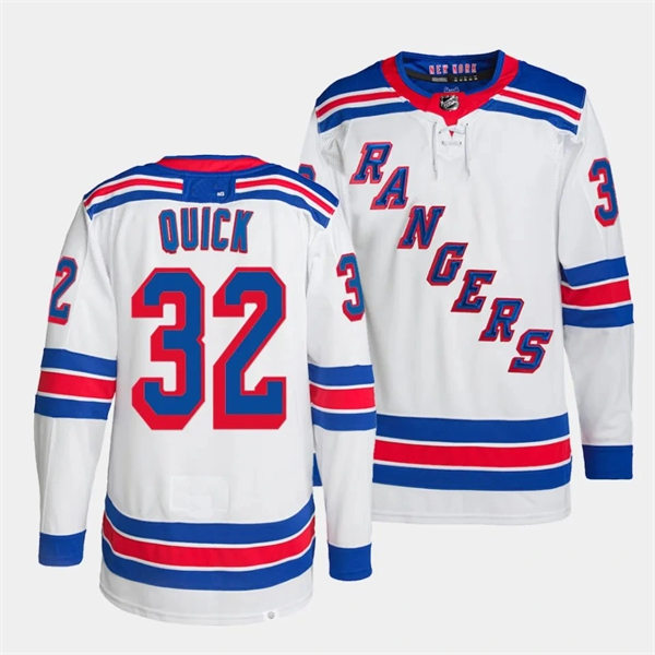 Mens New York Rangers #32 Jonathan Quick Adidas White Away Jersey