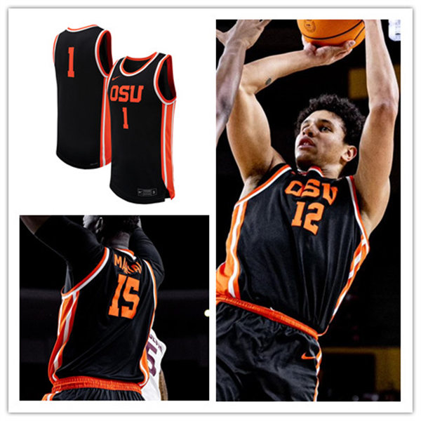 Mens Youth Oregon State Beavers Custom Nike 2024 Black OSU Basketball Game Jersey
