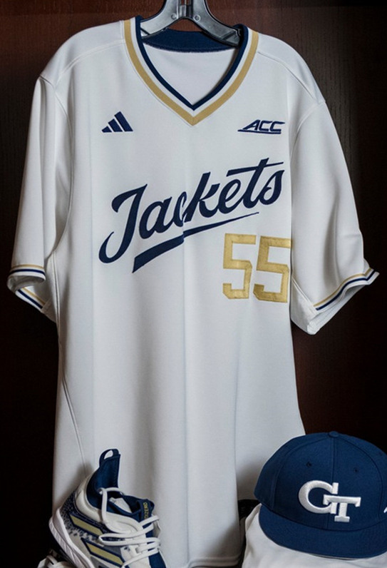 Mens Youth Georgia Tech Yellow Jackets Custom Adidas 2024 White Pullover Baseball Game Jersey