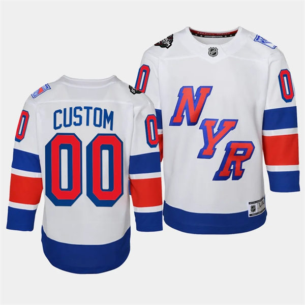 Youth New York Rangers Custom White 2024 NHL Stadium Series Jersey