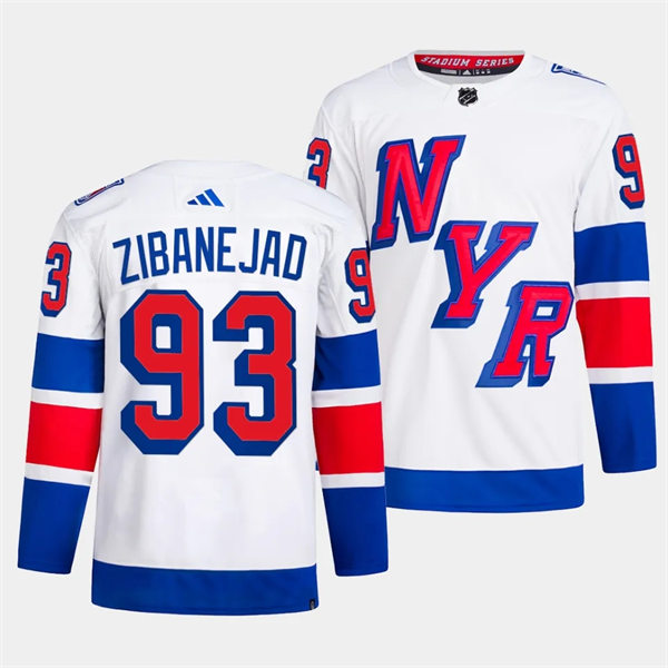 Mens New York Rangers #93 Mika Zibanejad 2024 NHL Stadium Series Jersey White 