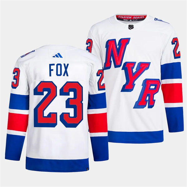 Mens New York Rangers #23 Adam Fox 2024 NHL Stadium Series Jersey White 