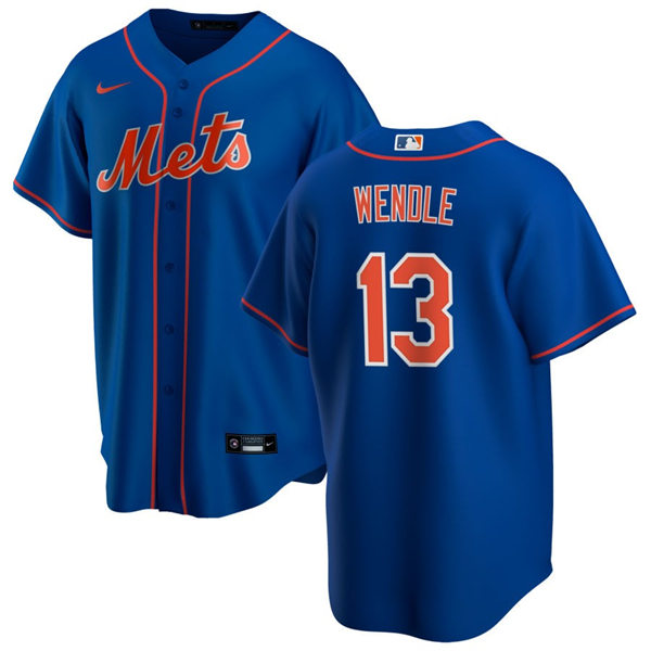 Mens New York Mets #13 Joey Wendle Nike Royal Orange Alternate Limited Player Jersey