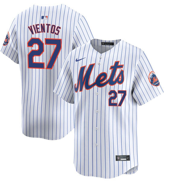 Mens New York Mets #27 Mark Vientos Nike Home White Pinstripe Limited Player Jersey