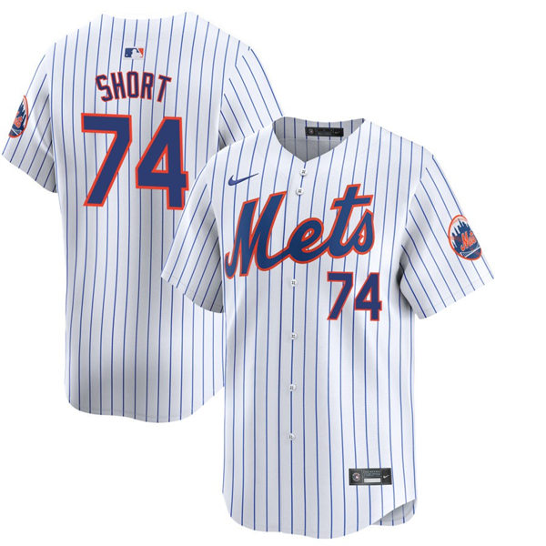 Mens New York Mets #74 Zack Short Nike Home White Pinstripe Limited Player Jersey