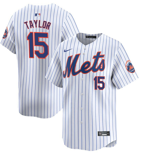 Mens New York Mets #15 Tyrone Taylor Nike Home White Pinstripe Limited Player Jersey
