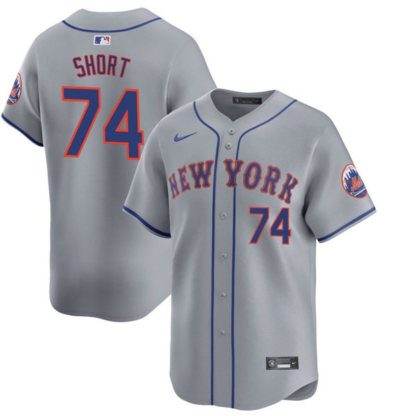 Mens New York Mets #74 Zack Short Nike Grey Road Limited Player Jersey