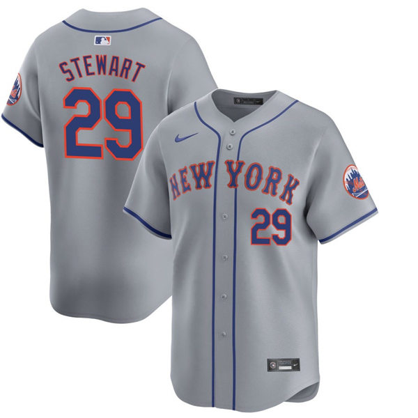 Mens New York Mets #29 DJ Stewart Nike Grey Road Limited Player Jersey