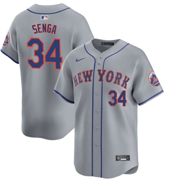 Mens New York Mets #34 Kodai Senga Nike Grey Road Limited Player Jersey