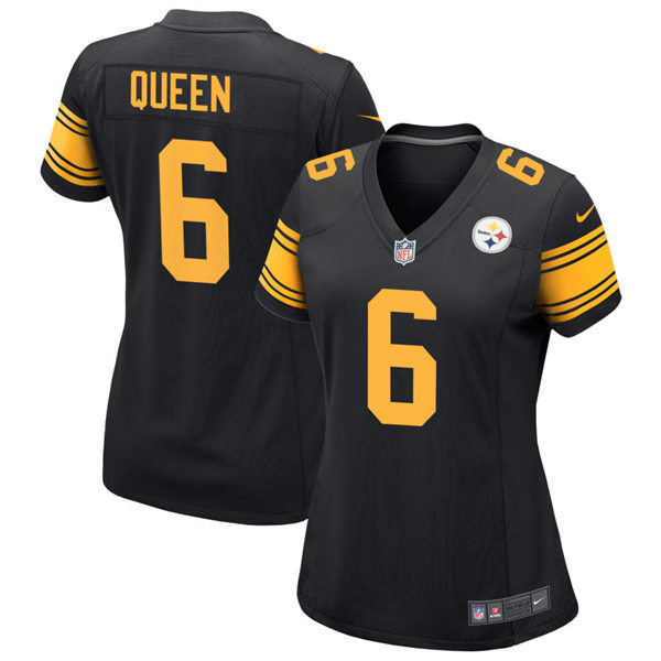 Women's Pittsburgh Steelers #6 Patrick Queen Nike Black Alternate 2 Limited Jersey
