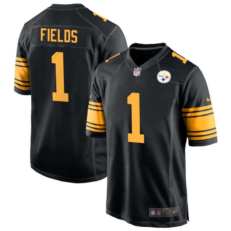 Youth Pittsburgh Steelers #1 Justin Fields ike Black Alternate 2 Limited Jersey