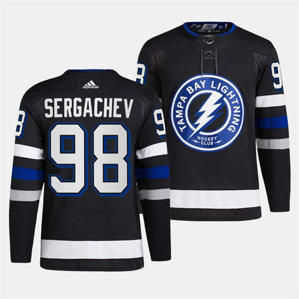 Mens Tampa Bay Lightning #98 Mikhail Sergachev 2023-24 Alternate Primegreen Jersey Black