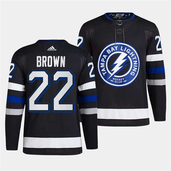 Mens Tampa Bay Lightning #22 Logan Brown 2023-24 Alternate Primegreen Jersey Black
