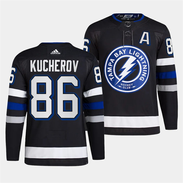 Mens Tampa Bay Lightning #86 Nikita Kucherov 2023-24 Alternate Primegreen Jersey Black 
