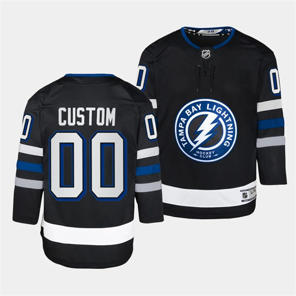 Youth Tampa Bay Lightning Custom 2023-24  Black Alternate Jersey
