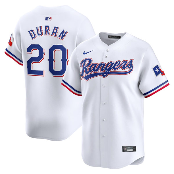 Mens Texas Rangers #20 Ezequiel Duran Nike White Home Limited Jersey