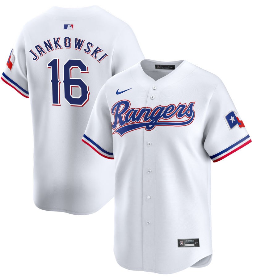 Mens Texas Rangers #16 Travis Jankowski  Nike White Home Limited Jersey