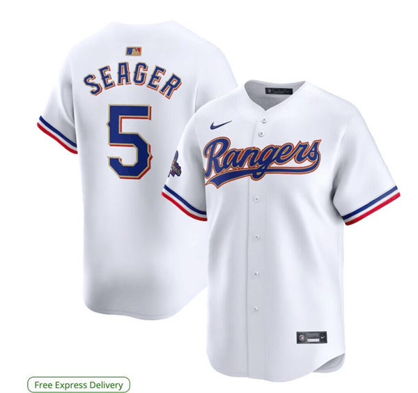 Youth Texas Rangers #5 Corey Seager GOLD-TRIMMED WORLD SERIES CHAMPIONSHIP Limited Jersey