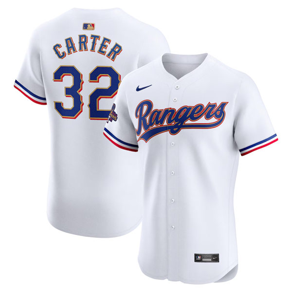 Youth Texas Rangers #32 Evan Carter GOLD-TRIMMED WORLD SERIES CHAMPIONSHIP Limited Jersey