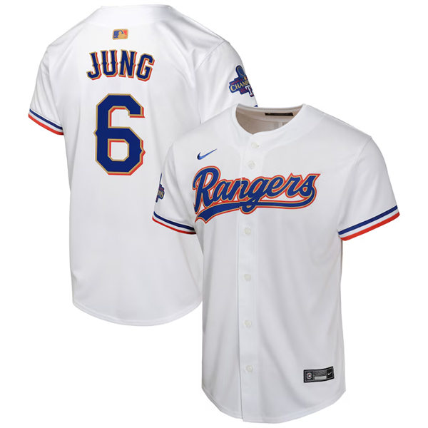 Youth Texas Rangers #6 Josh Jung GOLD-TRIMMED WORLD SERIES CHAMPIONSHIP Limited Jersey