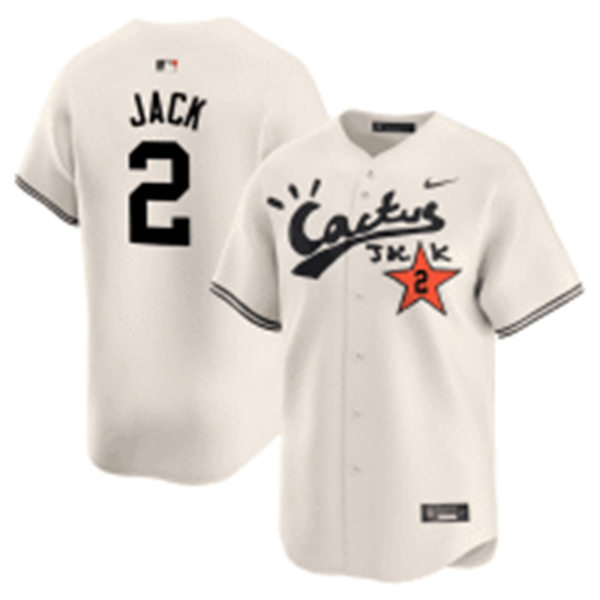 Mens Youth Custom ouston Astros Cactus Jack Records Baseball Jersey Cream