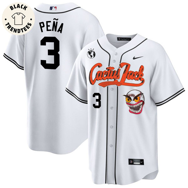 Mens Youth Custom Houston Astros Cactus Jack Records Baseball Jersey White