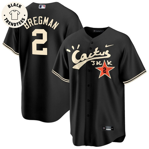 Mens Youth Custom Houston Astros Cactus Jack Records Baseball Jersey Black