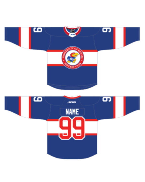 Mens Kansas Jayhawks Custom Roayl White Hockey Game Jersey