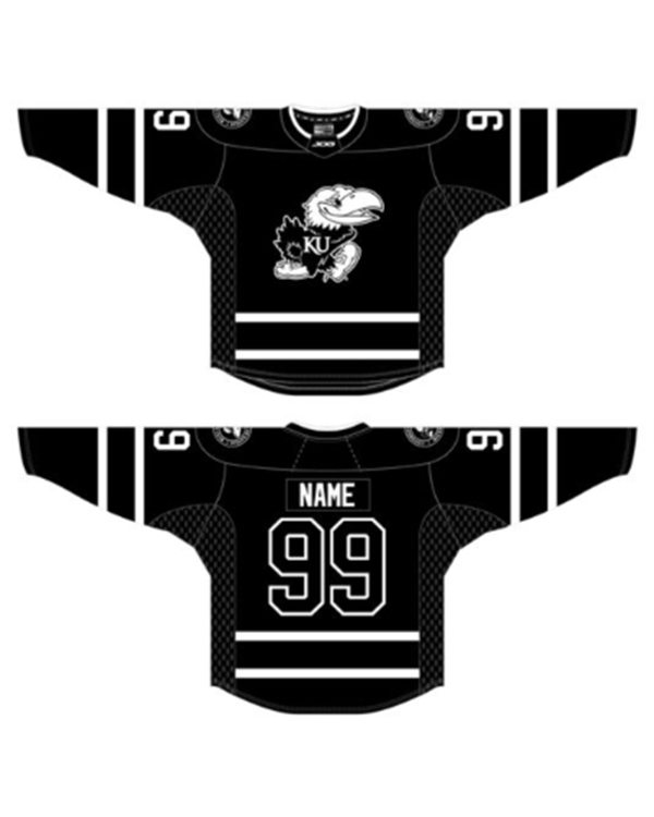 Mens Kansas Jayhawks Custom Hockey Game Jersey Black