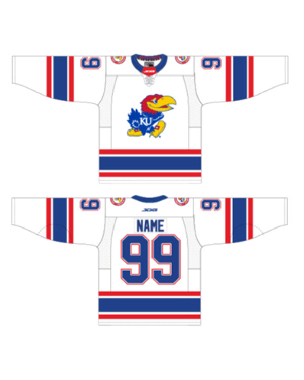 Mens Kansas Jayhawks Custom Hockey Game Jersey White