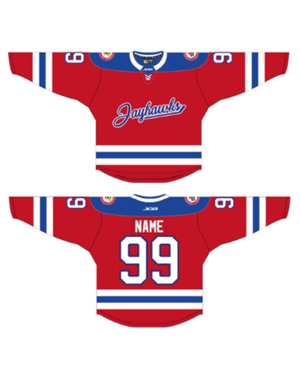 Mens Kansas Jayhawks Custom Hockey Game Jersey  Red