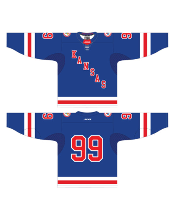 Mens Kansas Jayhawks Custom Hockey Game Jersey Royal