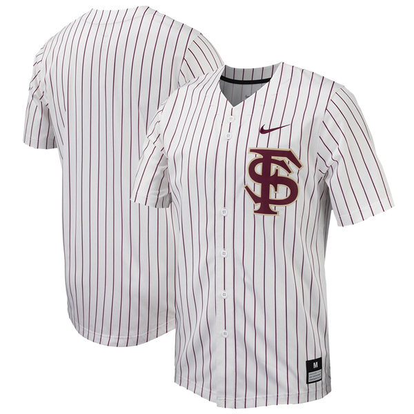 Mens Youth Florida State Seminoles Custom Nike 2024 White Pinstripe Baseball Game Jersey