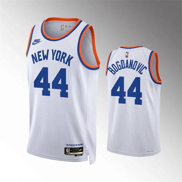 Mens New York Knicks #44 Bojan Bogdanovic White Classic Edition Jersey