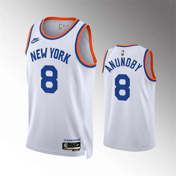 Mens New York Knicks #8 OG Anunoby White Classic Edition Jersey