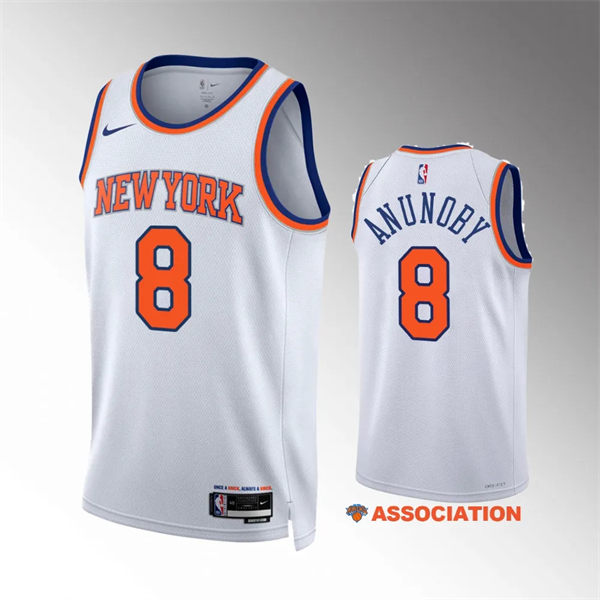 Mens New York Knicks #8 OG Anunoby Nike White 2023-24 Association Edition Jersey