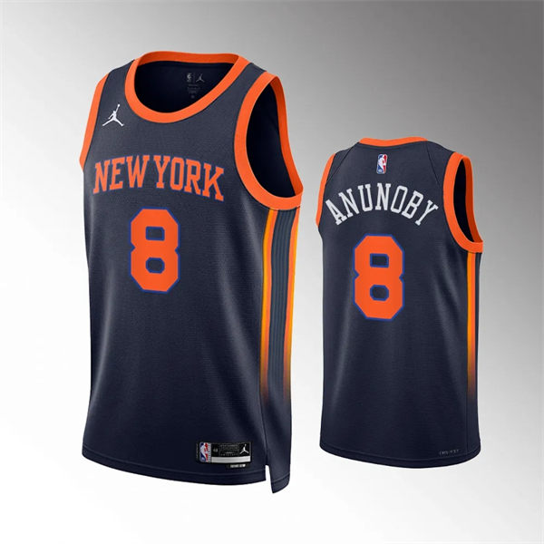Mens New York Knicks #8 OG Anunoby Black Statement Edition Jersey