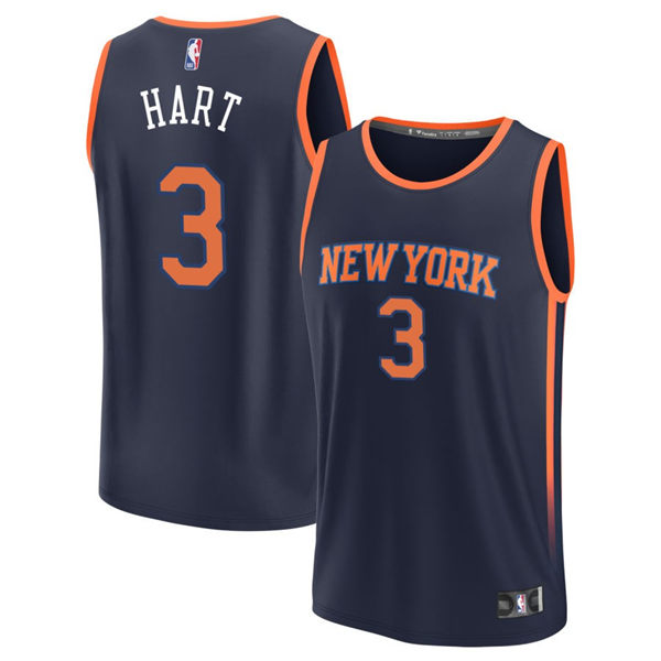 Mens New York Knicks #3 Josh Hart Black 2023-24 Statement Edition Jersey