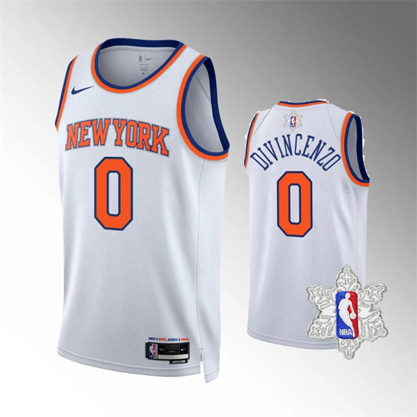 Mens New York Knicks #0 Donte DiVincenzo Nike White 2023-24 Association Edition Jersey