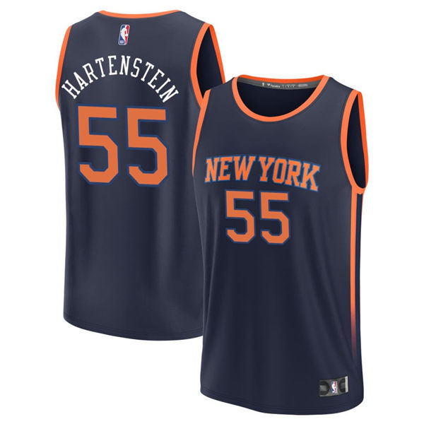 Mens New York Knicks #55 Isaiah Hartenstein Black 2023-24 Statement Edition Jersey