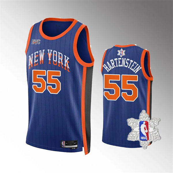 Mens New York Knicks #55 Isaiah Hartenstein 2023-24 Icon Edition Swingman Jersey Royal