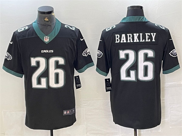 Mens Philadelphia Eagles #26 Saquon Barkley Nike 2024 Team Logo Black Vapor Limited Jersey