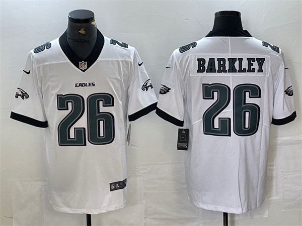 Mens Philadelphia Eagles #26 Saquon Barkley Nike 2024 Team Logo White Vapor Limited Jersey