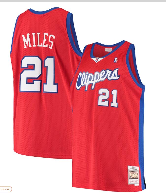 Mens LA Clippers #21 Darius Miles Mitchell & Ness Hardwood Classics Swingman Jersey - Red