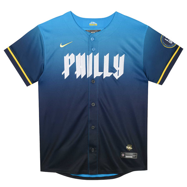 Youth Philadelphia Phillies Custom Nike Blue 2024 City Connect Limited Jersey