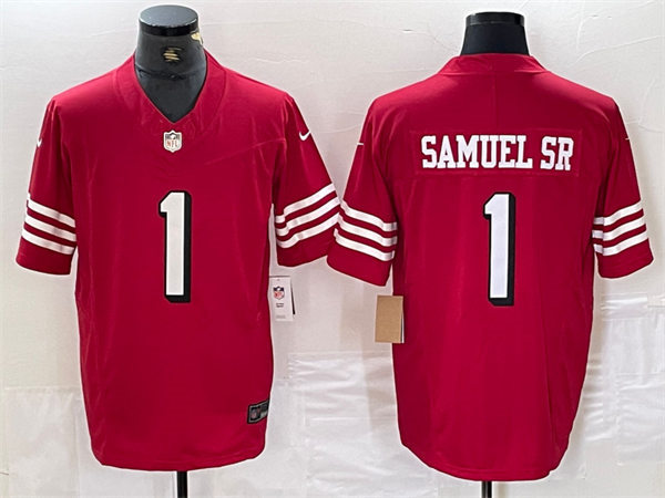 Men's San Francisco 49ers #1 Deebo Samuel Sr Nike Scarlet Alternate F.U.S.E. Vapor Limited Jersey