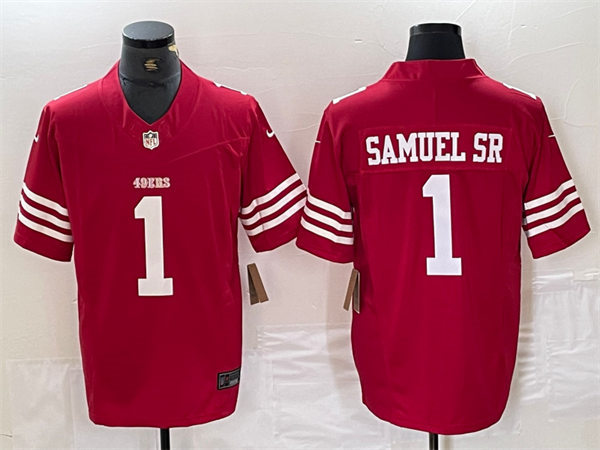 Men's San Francisco 49ers #1 Deebo Samuel Sr  Nike Scarlet F.U.S.E. Vapor Limited Jersey