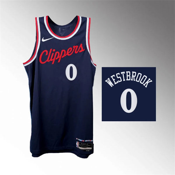 Mens Los Angeles Clippers #0 Russell Westbrook 2024-25 Icon Edition Jersey Navy