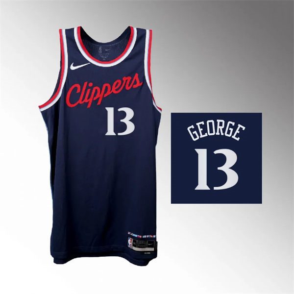 Mens Los Angeles Clippers #13 Paul George 2024-25 Icon Edition Jersey Navy