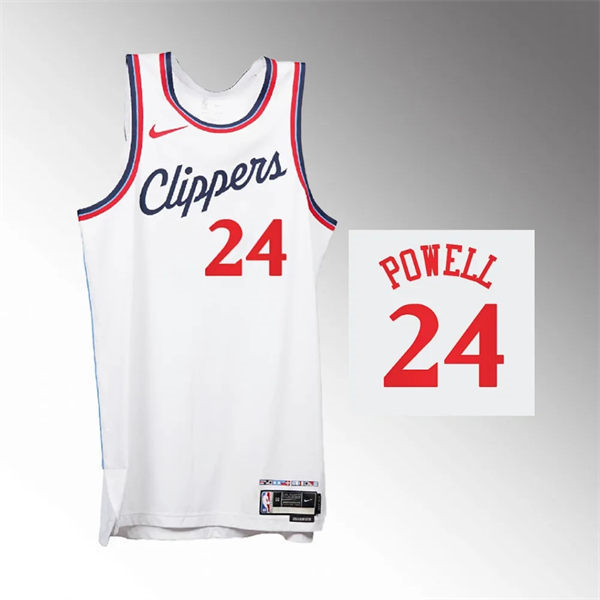 Mens Los Angeles Clippers #24 Norman Powell 2024-25 Association Edition Jersey White